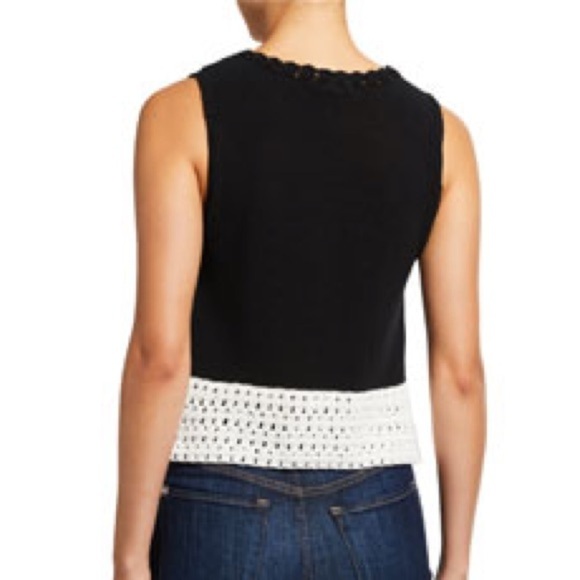 Alice + Olivia Knit Sleeveless Black and White Sweater Top Large - Picture 2 of 9